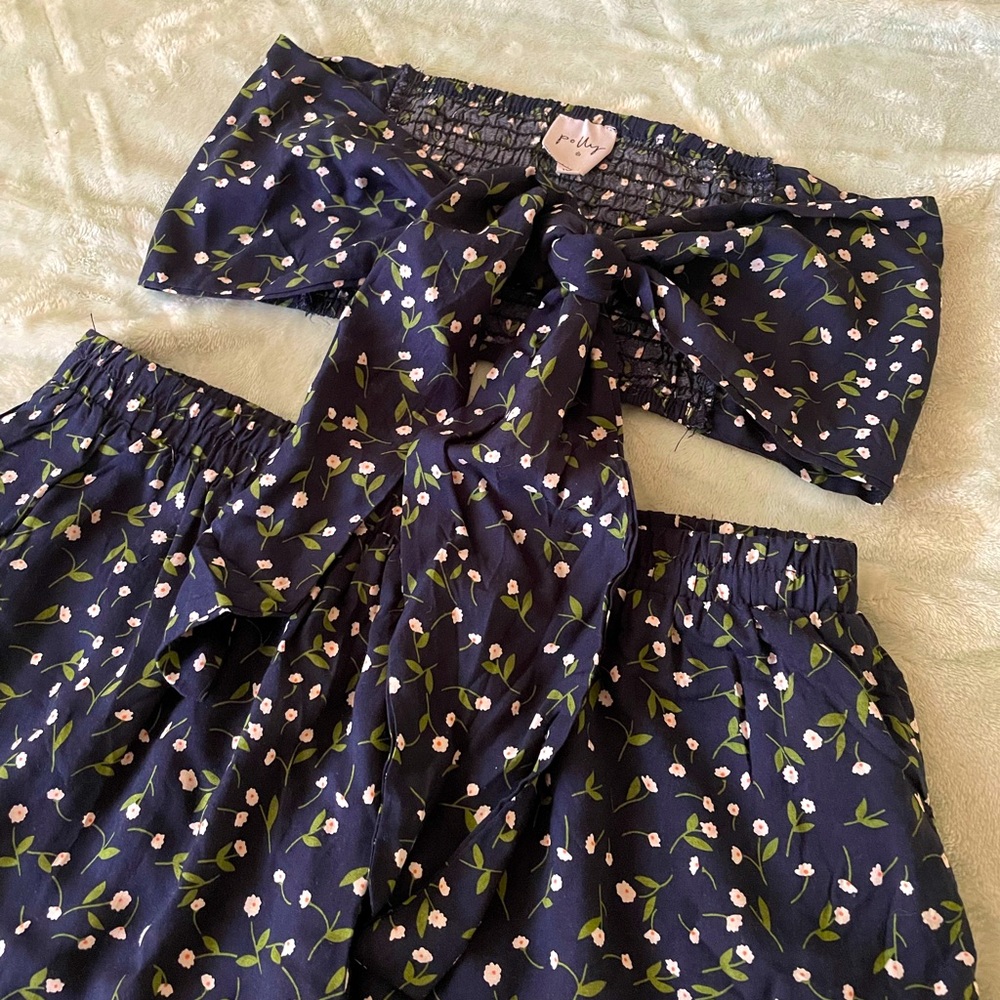 Floral 2 Piece Bando and Skirt Set